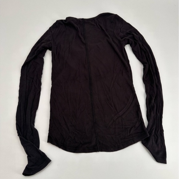 Joah Brown Black Square Neck Ribbed Longsleeve Top Size M/L - Picture 4 of 4